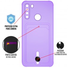 Capa para Motorola Moto One Fusion - Emborrachada Case Card Push Lilás